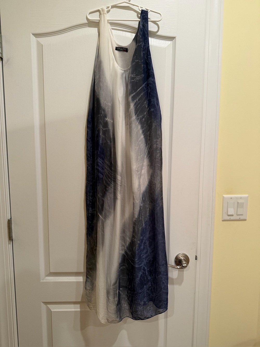 Made in Italy Maxi Dress in White and Navy